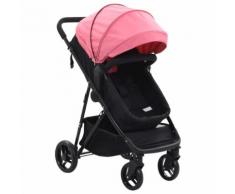 vidaXL 2-in-1 Buggy/Kinderwagen Rosa und Schwarz Stahl