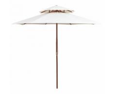 vidaXL Doppeldeck Sonnenschirm 270×270 cm Holzstange Cremeweiß