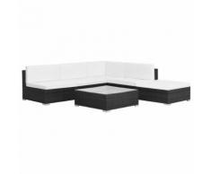 vidaXL 6-tlg. Garten-Lounge-Set mit Auflagen Poly Rattan Schwarz