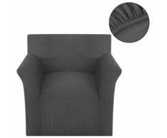 vidaXL Sofahusse Stretchhusse Sofabezug Grau Polyester Rippstrick