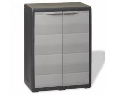 vidaXL Gartenschrank mit 1 Regal Schwarz und Grau