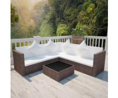 vidaXL 4-tlg. Garten-Lounge-Set mit Auflagen Poly Rattan Braun