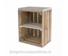 stylingathome hölzerne Nachttisch Obstkiste alt mit weißem Regalbrett