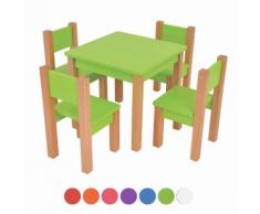 XXL Discount Kindertisch mit 4 stühle, 5 tlg. Set: Sitzgruppe für Kinder Grün