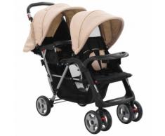 vidaXL Geschwisterwagen Taupe und Schwarz Stahl