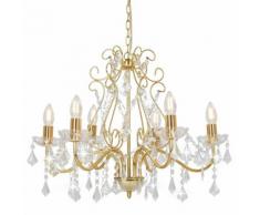 vidaXL Kronleuchter mit Kristallperlen Golden Rund 6×E14