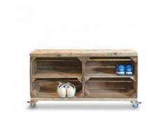 stylingathome Schuhschrank aus Obstkisten alt mit altem Regalbrett
