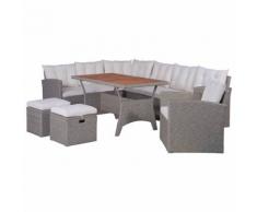 vidaXL 6-tlg. Garten-Lounge-Set mit Auflagen Poly Rattan Grau