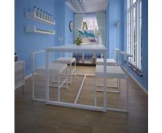 vidaXL 5-teilige Essgruppe Tisch + 4 Stühle Weiß