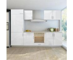 vidaXL Küchenzeile für Einbaukühlschrank 7-tlg. Hochglanz Weiß 270 cm