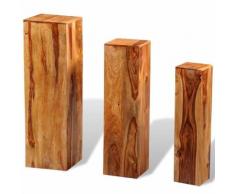 vidaXL 3-teilige Blumentreppe solides Sheesham-Holz Braun