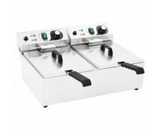vidaXL Doppelte Elektro-Fritteuse Edelstahl 20 L 6000 W