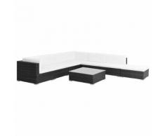 vidaXL 8-tlg. Garten-Lounge-Set mit Auflagen Poly Rattan Schwarz