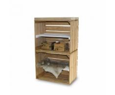 stylingathome Schrank hoch aus Obstkisten alt mit weissen Regalbett