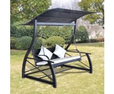 vidaXL Hollywoodschaukel Poly Rattan Schwarz 167x130x178 cm