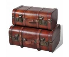 vidaXL Dekokoffer aus Holz 2 Stk. Retro-Stil Braun