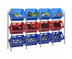 vidaXL Lagerregal für 12 Kisten Silbern 190 x 33 x 116 cm Stahl