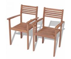 vidaXL Stapelbare Gartenstühle 2 Stk. Massivholz Teak