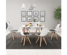 vidaXL 7-teilige Essgruppe Tisch Stühle Weiß und Schwarz