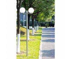 vidaXL Gartenlampe Straßenlaterne 2 flammig 220 cm Edelstahl