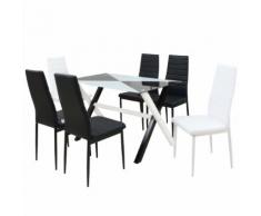 vidaXL 7-tlg. Essgruppe Esstisch und Stühle Kunstleder
