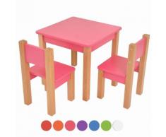 XXL Discount Kindertisch mit 2 stühle, 3 tlg. Set: Sitzgruppe für Kinder Rosa