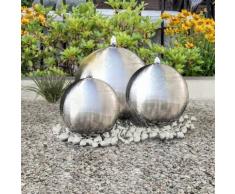 vidaXL 3 Stk. Garten-Springbrunnen Sphäre mit LEDs Edelstahl