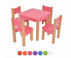 XXL Discount Kindertisch mit 4 stühle, 5 tlg. Set: Sitzgruppe für Kinder Rosa