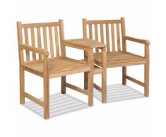 vidaXL Gartenstühle 2 Stk. mit Sonnenschirmloch Massivholz Teak