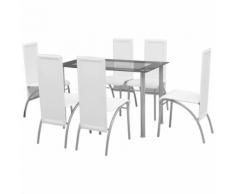 vidaXL Siebenteilige Essgruppe Weiß