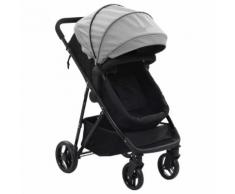 vidaXL 2-in-1 Buggy/Kinderwagen Grau und Schwarz Stahl