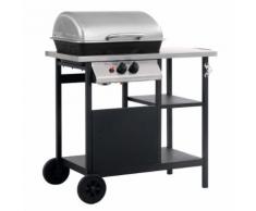 vidaXL Gasgrill mit Beistelltisch auf 3 Ebenen Schwarz und Silbern