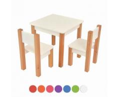 XXL Discount Kindertisch mit 2 stühle, 3 tlg. Set: Sitzgruppe für Kinder Weiß