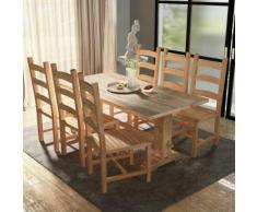 vidaXL 7-tlg. Essgruppe Tisch Stühle Massivholz Teak