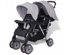 vidaXL Geschwisterwagen Stahl grau und schwarz