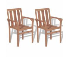 vidaXL Stapelbare Gartenstühle 2 Stk. Massivholz Teak