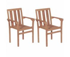 vidaXL Stapelbare Gartenstühle 2 Stk. Massivholz Teak