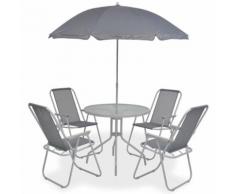 vidaXL 6-teilige Outdoor-Essgruppe Textilene Gewebe Grau