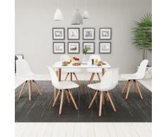 vidaXL 7-teilige Essgruppe Tisch Stühle Weiß