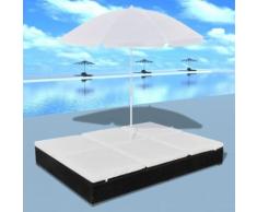 vidaXL Outdoor-Loungebett mit Sonnenschirm Poly Rattan Schwarz