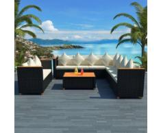 vidaXL 6-tlg. Garten-Lounge-Set mit Auflagen Poly Rattan Schwarz