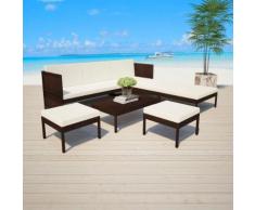 vidaXL 6-tlg. Garten-Lounge-Set mit Auflagen Poly Rattan Braun