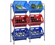 vidaXL Lagerregal für 6 Kisten Silbern 96 x 33 x 116 cm Stahl