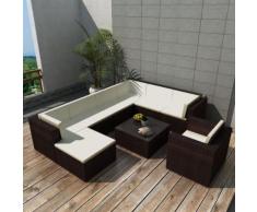 vidaXL 9-tlg. Garten-Lounge-Set mit Auflagen Poly Rattan Braun