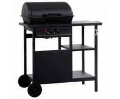 vidaXL Gasgrill mit Regal auf 3 Ebenen Schwarz