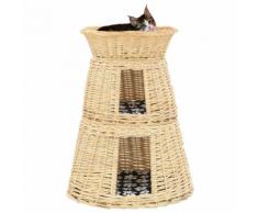 vidaXL 3-tlg. Katzenkorb-Set mit Kissen 47 x 34 x 60 cm Natur Weide