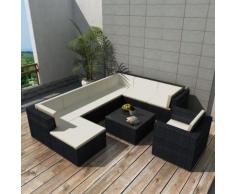 vidaXL 9-tlg. Garten-Lounge-Set mit Auflagen Poly Rattan Schwarz