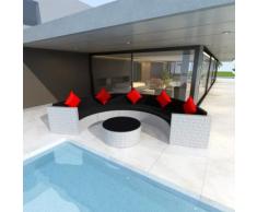 vidaXL 6-tlg. Garten-Lounge-Set mit Auflagen Poly Rattan Weiß