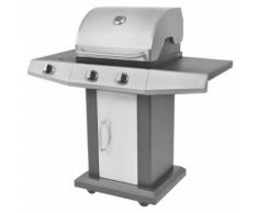 vidaXL Gasgrill BBQ Grill 2 + 1 Brenner Schwarz und Silbern