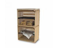 stylingathome Schrank hoch aus Obstkisten alt mit schwarzen Regalbett